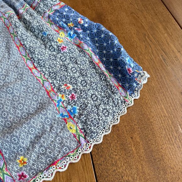 Johnny Was Embroidered Kichica Padme Blouse Silky Patchwork Embroidered Sz XS - Picture 10 of 14